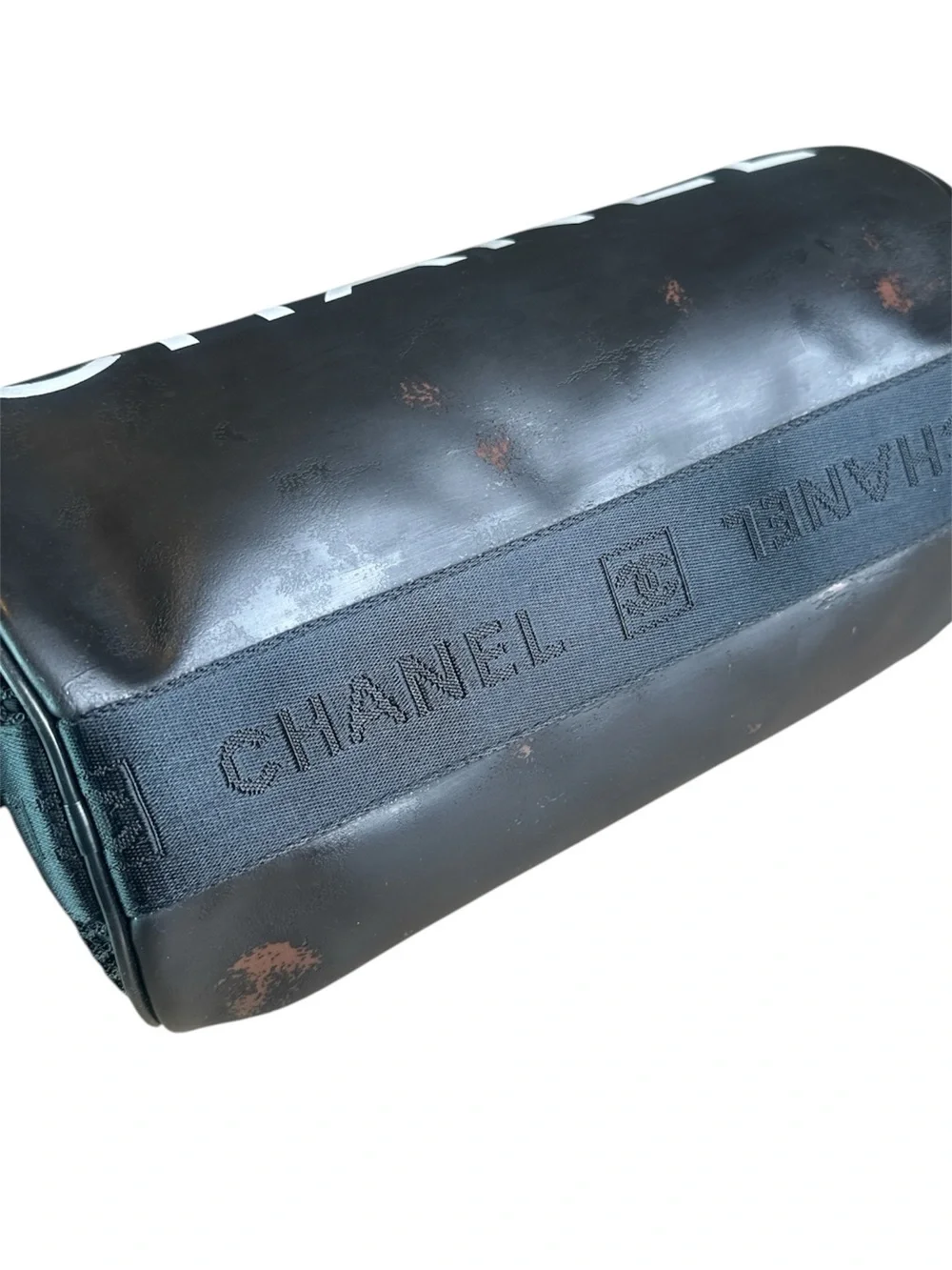 CHANEL Black Leather Logo Bag